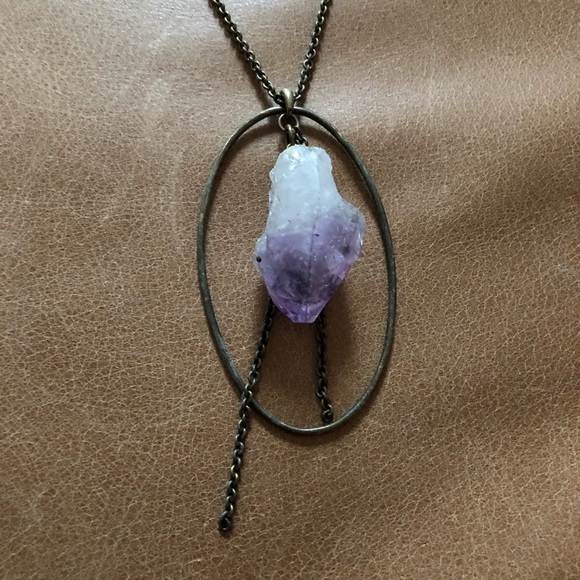 Brass amethyst orbit necklace - Picture 4 of 5